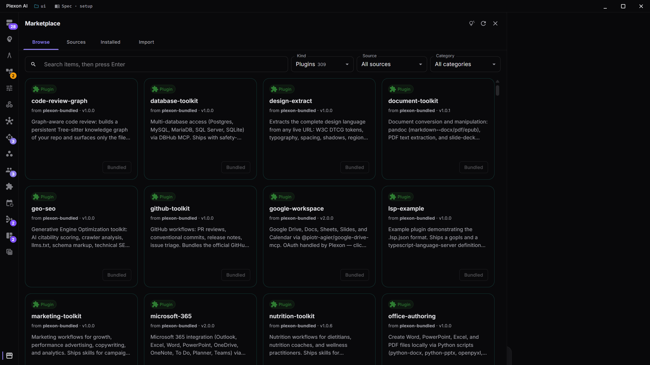 The Marketplace Browse grid filtered to Plugins