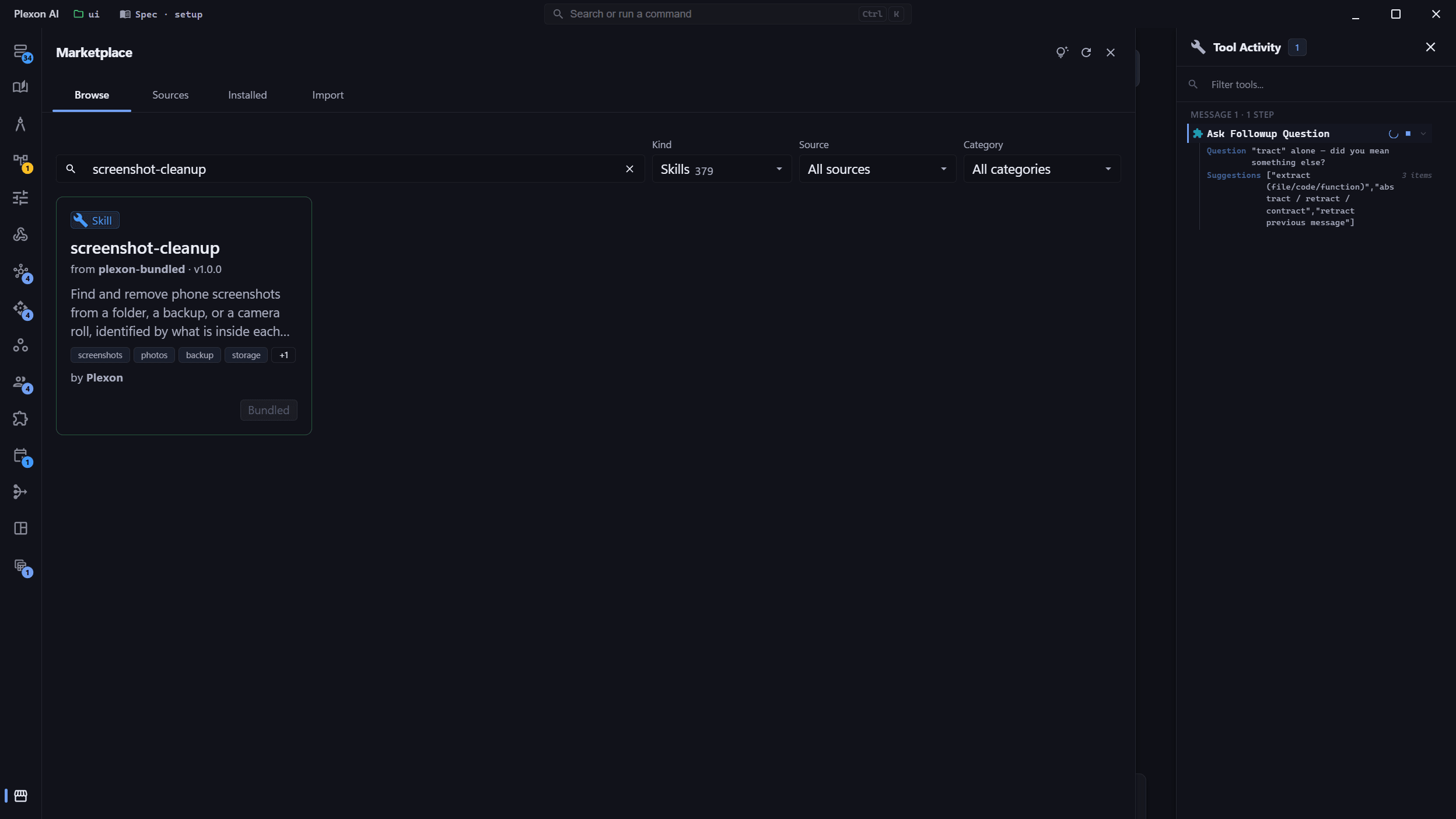 The screenshot-cleanup skill in the marketplace, bundled and ready to install